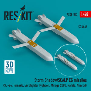 RESKIT RS48-0542 Storm Shadow/SCALP EG missiles (2 pcs) (Su-24, Tornado, Eurofighter Typhoon, Mirage 2000, Rafale, Nimrod) (3D Printed) 1/48