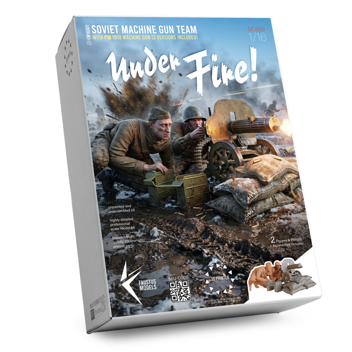 Faustus Models FM16001 “Under Fire” Soviet Machine Gun Team 1/16