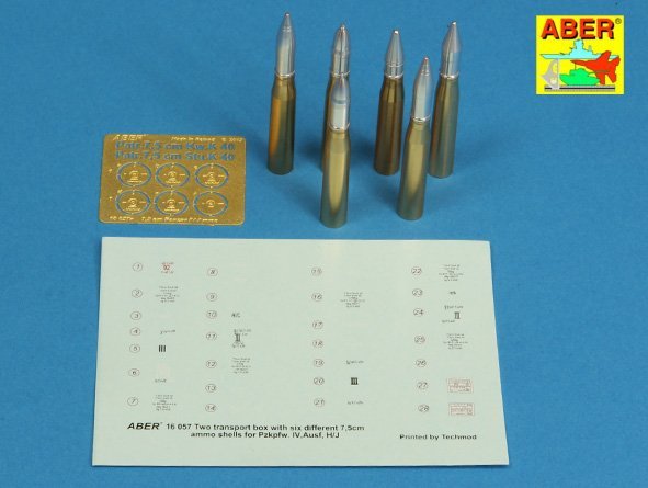 Aber 16057 Two transport box with six different 7,5cm ammo for PzKpfw. IV, Ausf, H-J 1/16 – Bild 5