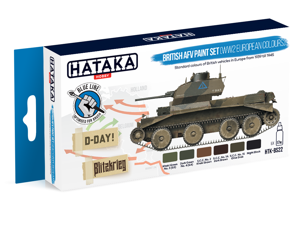 Hataka HTK-BS22 BLUE LINE – British AFV paint set (WW2 European colors) 6x17ml