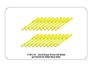 Aber 1/700L-038 Set of 20 pcs 20 mm L/65 Breda gun barrels for Italian Navy ships 1/700 – imagen 2