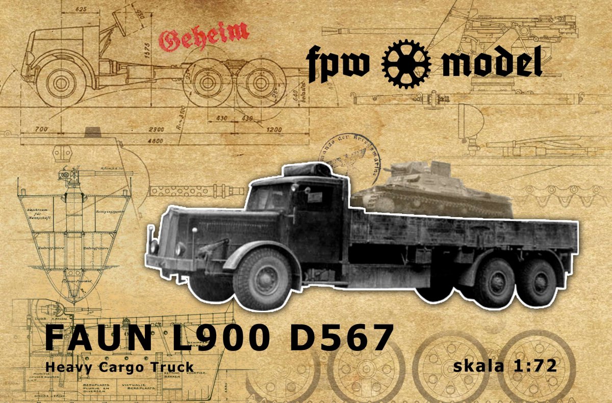 Camion cargo lourd Faun L900 (cabine fermée) FPW Modèle 72004, échelle 1/72