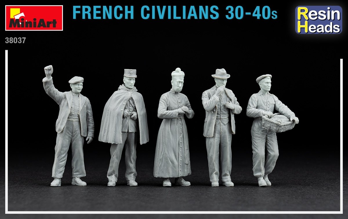 Miniart 38037 Civils français années 30-40 (têtes en résine) 1/35  – image 4