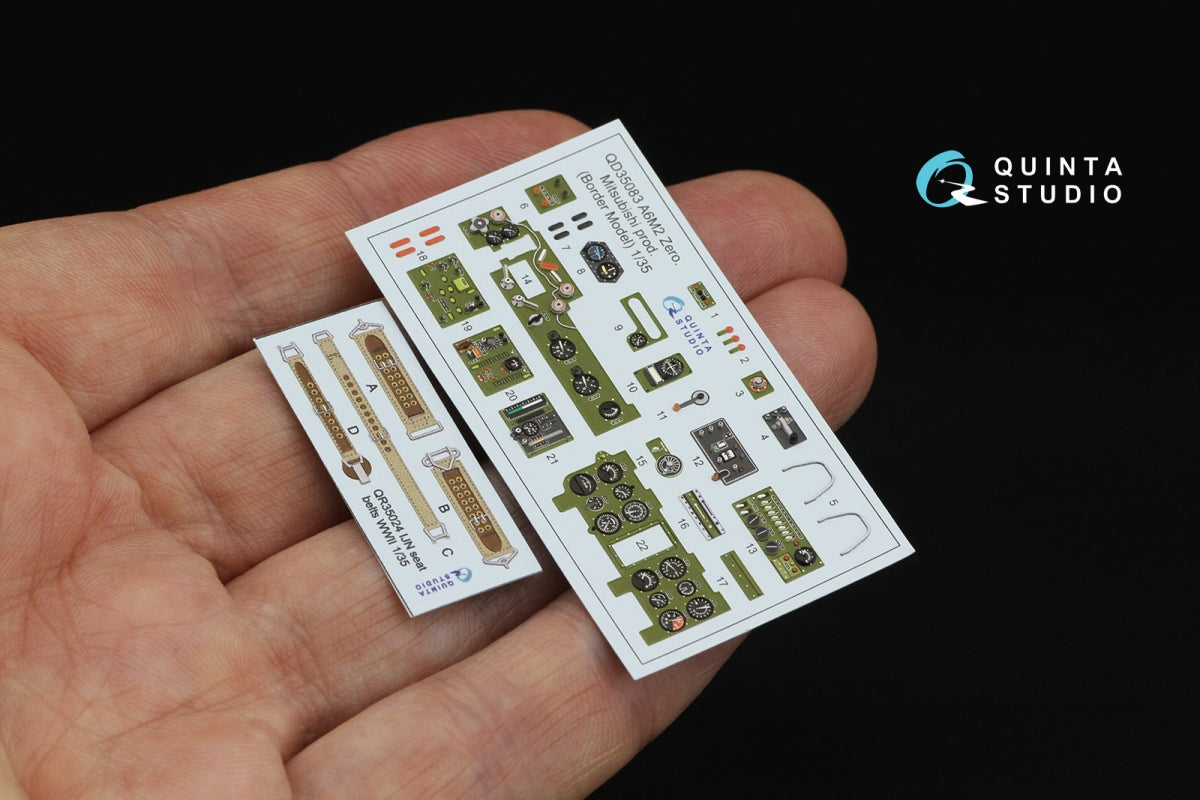Quinta Studio QD35083 A6M2 Zero (Mitsubishi Prod.) 3D-Printed &amp;amp; coloured Interior on decal paper (Border Model) 1/35 – zdjęcie 2