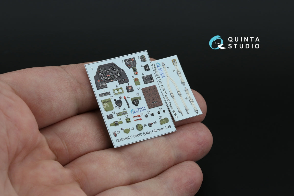 Intérieur coloré imprimé en 3D sur papier décalcomanie Quinta Studio QD48482 P-51B/C (version tardive) (Tamiya) 1/48 – image 3