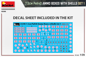 MiniArt 35398 7.5cm PaK40 AMMO BOXES WITH SHELLS SET 1 1/35 – immagine 2