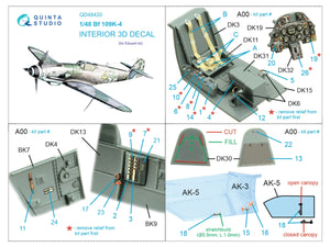 Quinta Studio QD48420 Bf 109K-4 3D-Printed &amp;amp; coloured Interior on decal paper (Eduard) 1/48 – immagine 2