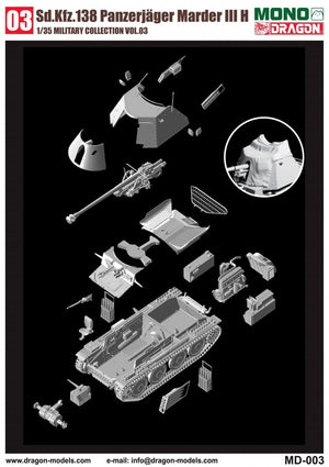Dragon MD003 Sd.Kfz.138 Panzerjager MARDER III H w/Interior 1/35 – immagine 4