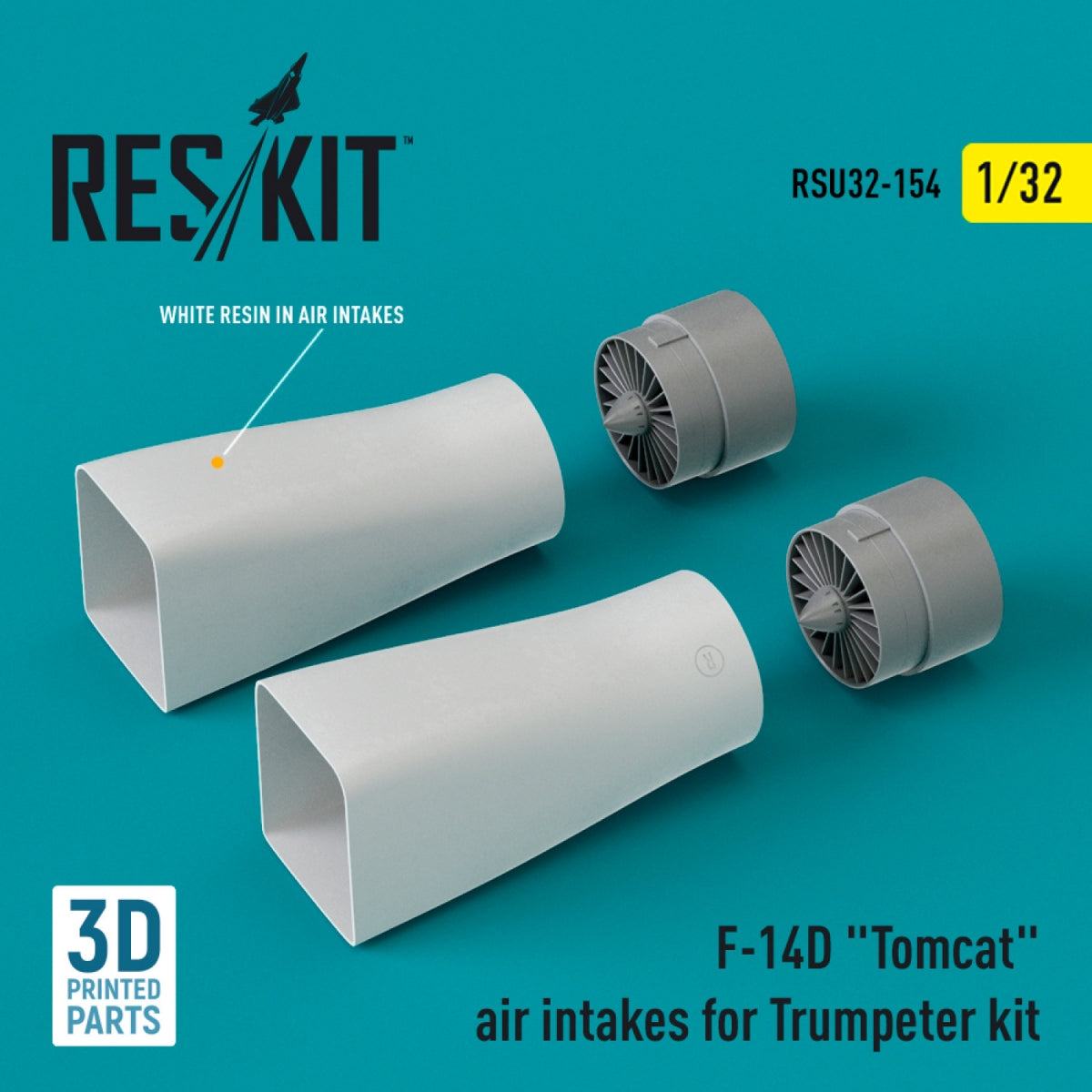 Prises d'air RESKIT RSU32-0154 pour maquette Trumpeter F-14D Tomcat (impression 3D) à l'échelle 1/32