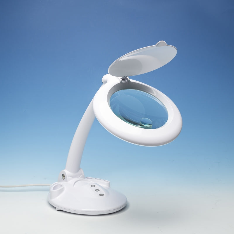 Lightcraft LC8098LED-EU LED Magnifier Table Lamp with Organiser Base / Kompaktowa Biurkowa Lampka Powiększająca LED z Podstawką Organizerem
