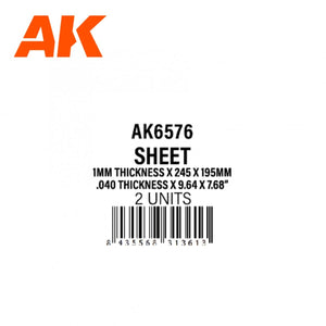 AK Interactive AK6576 1MM THICKNESS X 245 X 195MM – STYRENE SHEET – (2 UNITS) – Bild 2