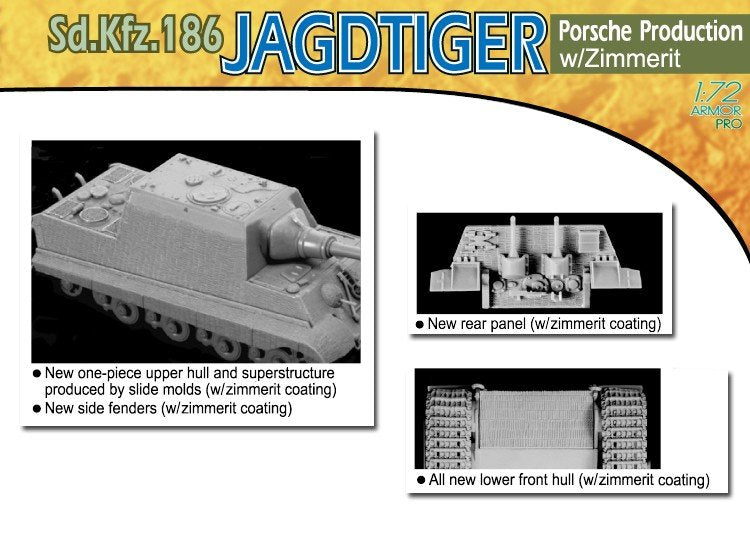 Dragon 7291 Jagdtiger, Porsche Version w/Zimmerit 1/72 – Bild 3