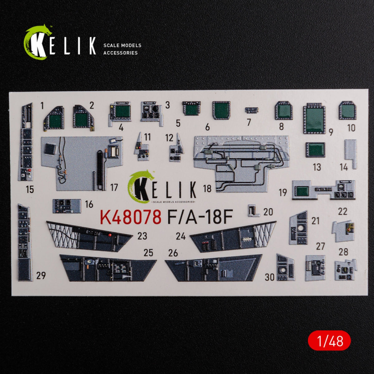 KELIK K48078 F/A-18F Super Hornet interior 3D decals for MENG kit 1/48 – immagine 2