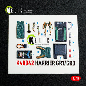 Kelik K48042 Harrier GR1/GR3 interior 3D decals for Kinetic kit 1/48