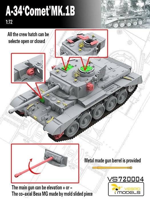 Vespid Models VS720004 A-34 Comet MK.1B 1/72 – imagen 3