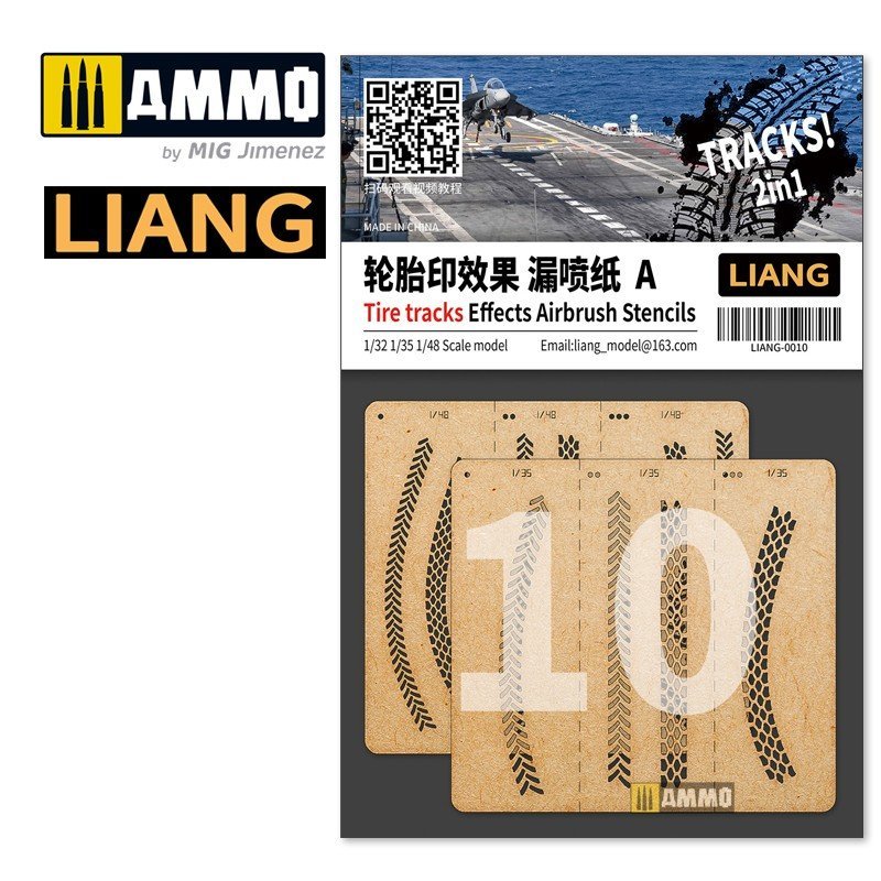 Liang 0010 Tire Tracks Effects Airbrush Stencils A