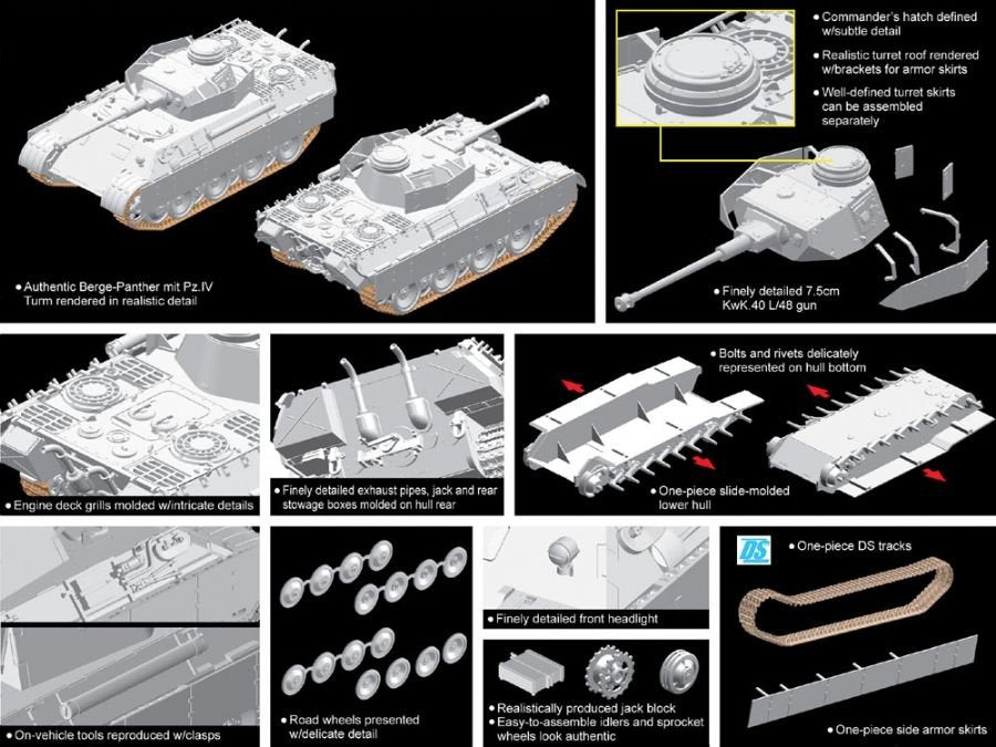 Dragon 7508 Berge-Panther mit Pz.Kpfw.IV Turm 1/72 – imagen 5