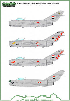 Décalcomanies ModelMaker D48155 MiG-17 AUTOUR DU MONDE - FRESQUE ASIATIQUE PARTIE I 1/48