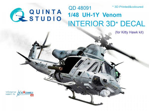 Quinta Studio QD48091 UH-1Y Venom 3D-Printed &amp;amp; coloured Interior on decal paper (for Kitty Hawk kit) 1/48
