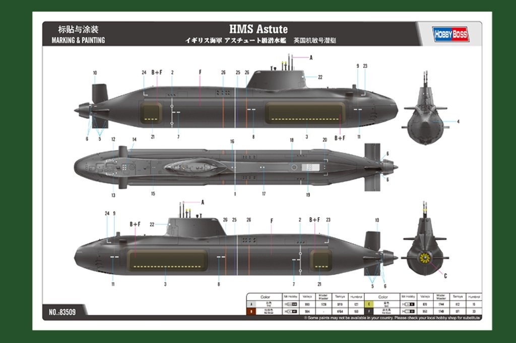 Hobby Boss 83509 HMS Astute class submarine 1/350 – imagen 2