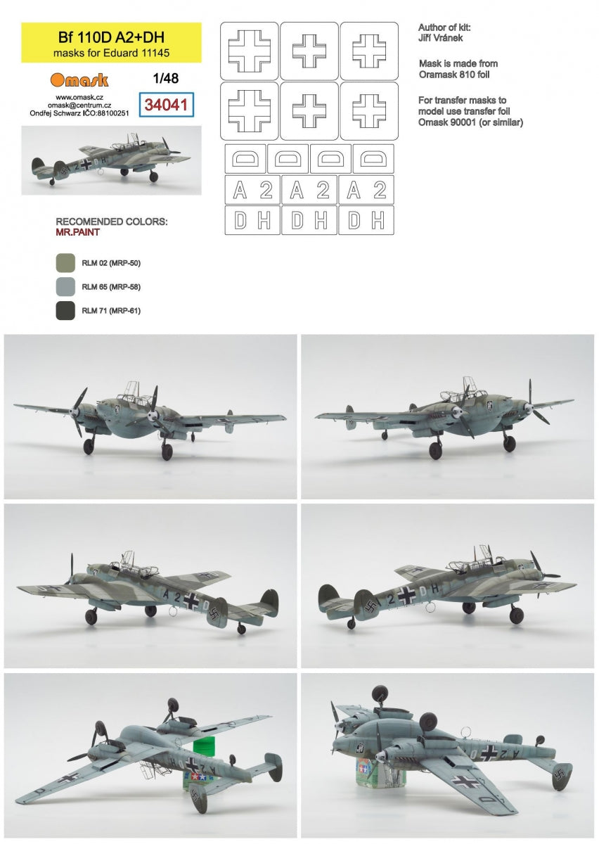 Omask 34041 Bf 110D A2+DH (for Eduard 11145) 1/48 – imagen 2