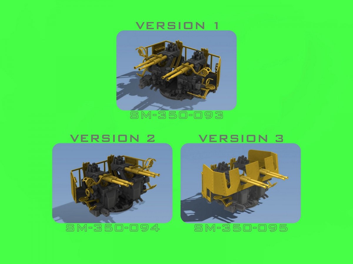 Master SM-350-093 USN 40 mm/56 Bofors quadruple mount ver.1 / with Mk-51 director - (resin, PE and turned parts) - (6pcs) 1/350 – immagine 7