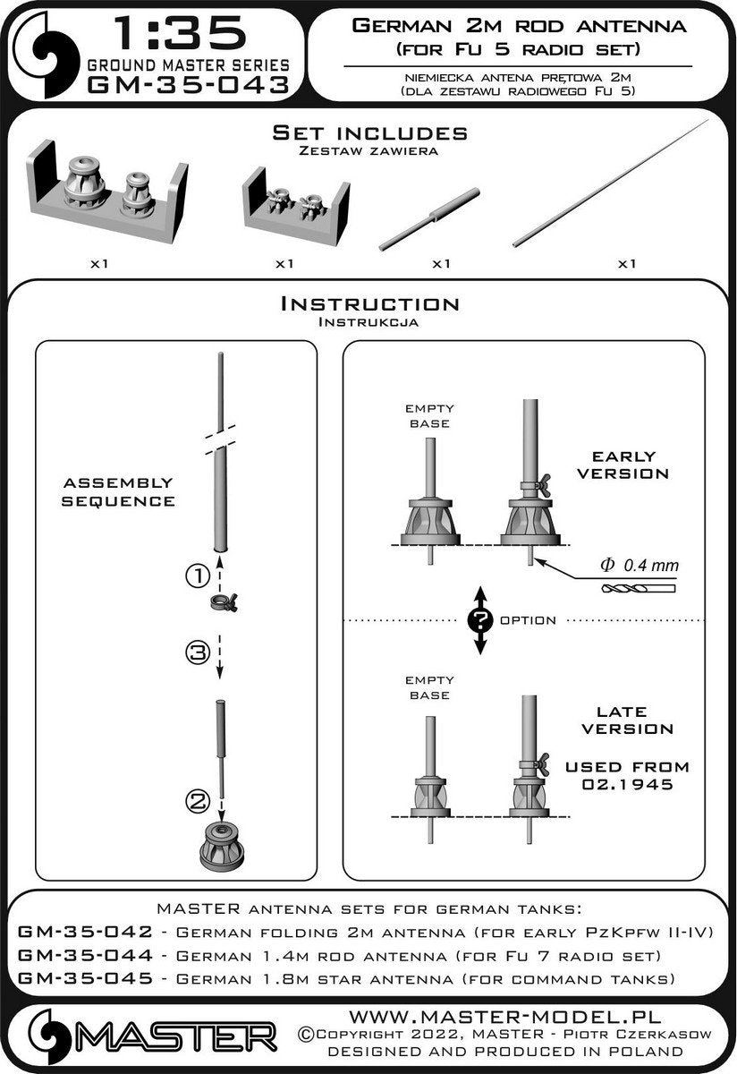Master GM-35-043 German WWII 2m rod antenna (for Fu 5 radio set) (1pcs) 1/35 – immagine 7