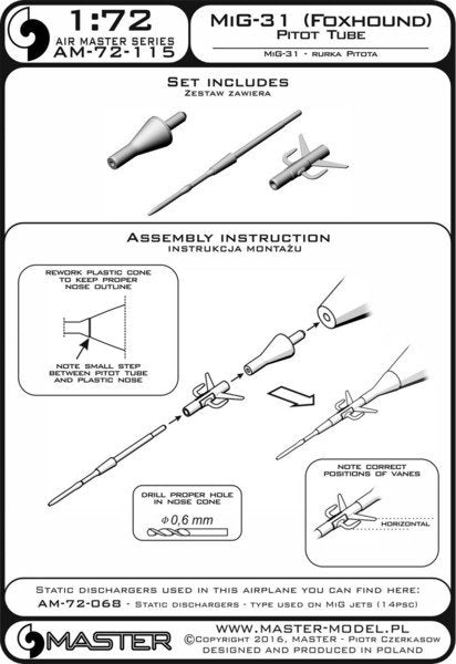 Master AM-72-115 MiG-31 (Foxhound) - Pitot Tube 1/72 – Bild 4