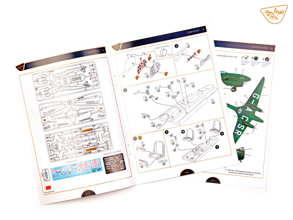 Clear Prop! CP72051 DH.88 COMET DH.88 Comet MacRobertson Trophy Air Race ADVANCED KIT 1/72 – imagen 22