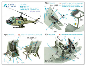 Quinta Studio QD35049 UH-1C 3D-Printed &amp;amp; coloured Interior on decal paper ( Academy ) 1/35 – imagen 2