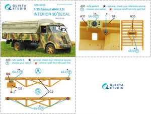Quinta Studio QD35032 Renault AHN 3.5t 3D-Printed &amp;amp; coloured Interior on decal paper ( ICM ) 1/35 – Bild 2