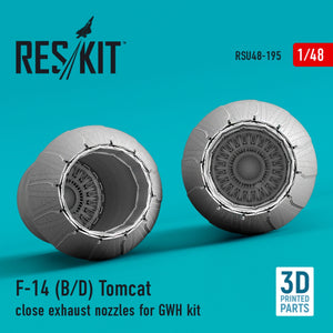 RESKIT RSU48-0195 F-14 (B,D) &amp;quot;TOMCAT&amp;quot; CLOSE EXHAUST NOZZLES FOR GWH KIT (3D PRINTED) 1/48 – immagine 3