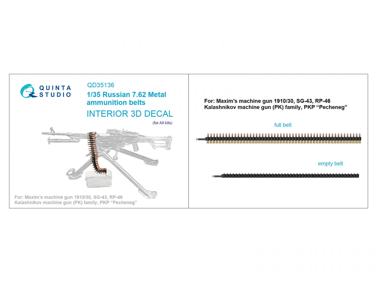 Quinta Studio QD35136 Russian 7.62 Metal ammunition belts (All kits) 1/35 – immagine 2