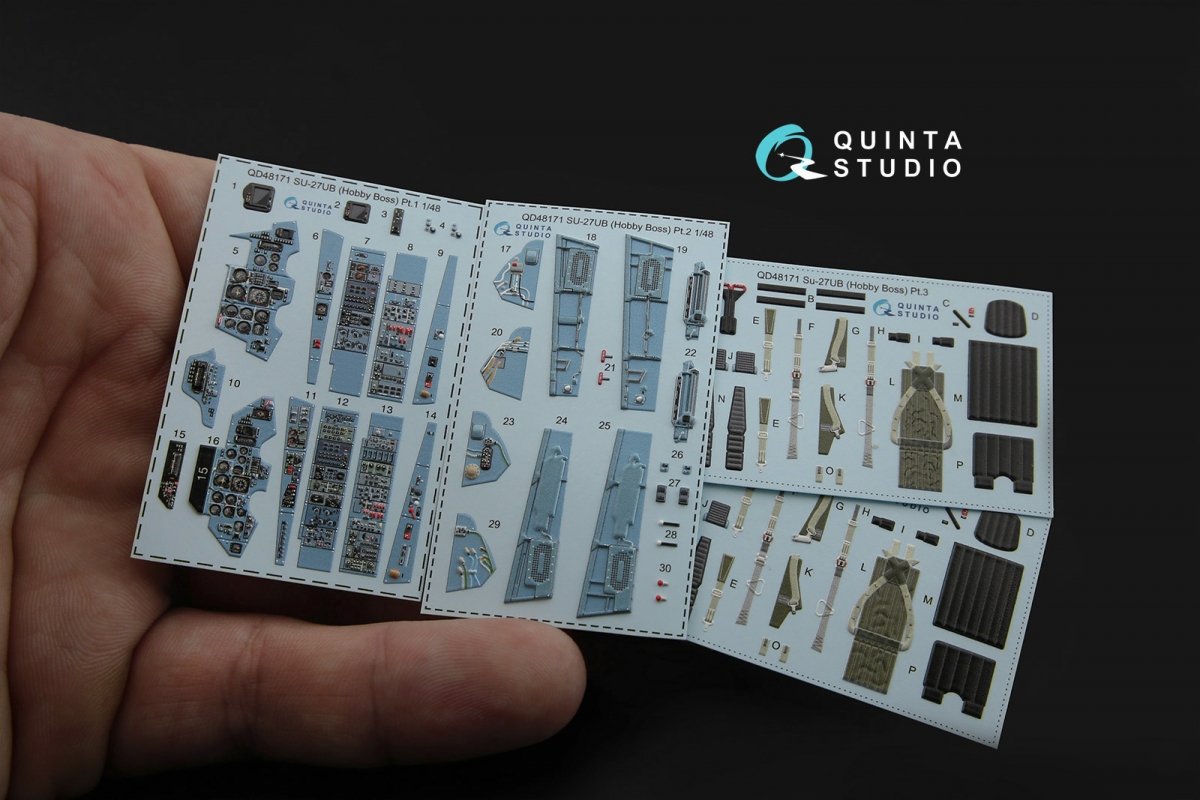 Quinta Studio QD48171 Su-27UB 3D-Printed &amp;amp; coloured Interior on decal paper (for HobbyBoss kit) 1/48 – imagen 2