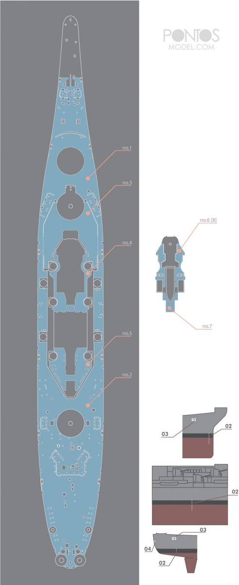 Pontos 35002WD1 USS BB-63 Missouri Wooden Deck set Blue Deck 1/350 – imagen 4