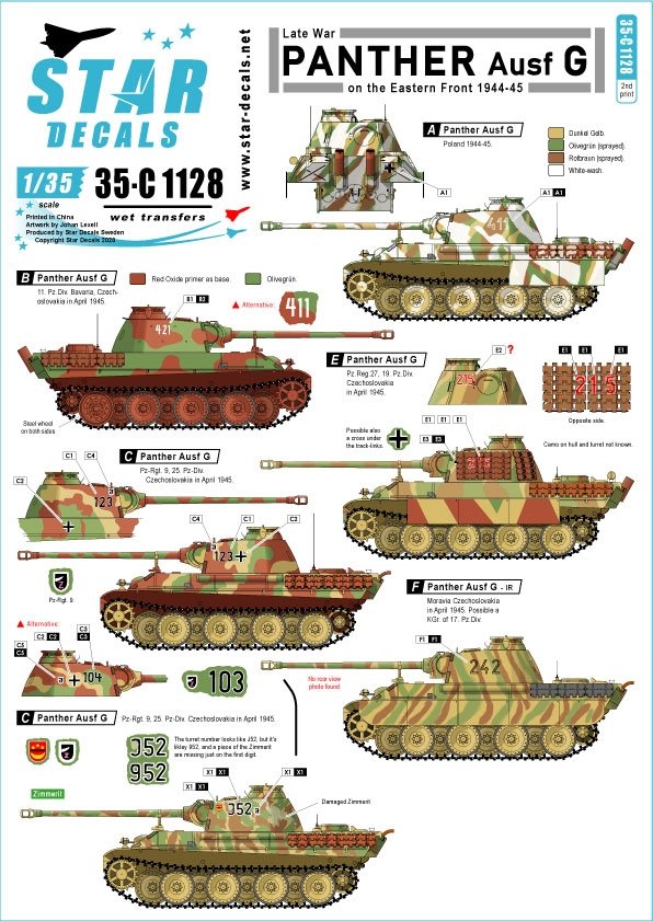 Star Decals 35-C1128 Panthère Ausf G 1/35