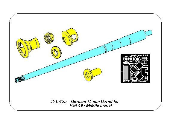 Aber 35L-045N German 75mm Barrel for Pak40 - middle model 1/35 – imagen 2