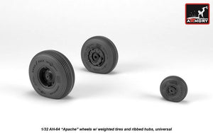Armory Models AW32312 AH-64 Apache wheels w/ weighted tires, ribbed hubs 1/32 – immagine 3