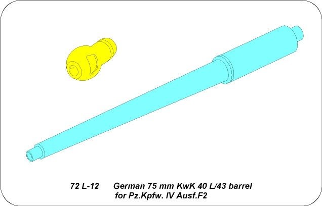 Aber 72L-12 Lufa 75mm KwK 40 L/43 do czołgu Panzer IV Ausf.F2 / German tank barrel 75mm KwK 40 L/43 for Pz.Kpfw. IV Ausf. F2 1/72 – Bild 4
