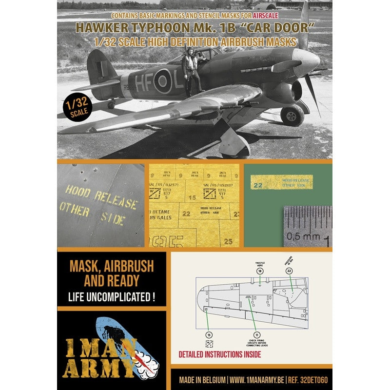 1 Man Army 32DET060 Hawker Typhoon Mk. 1B "Car Door" (Airscale) 1/32