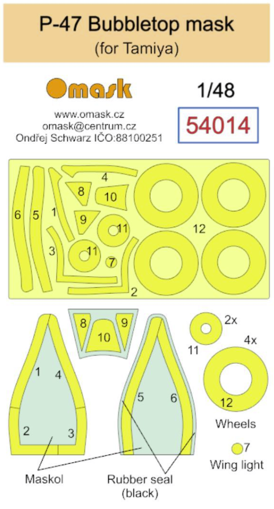 Masque Omask 54014 P-47 Bubbletop (pour Tamiya) 1/48