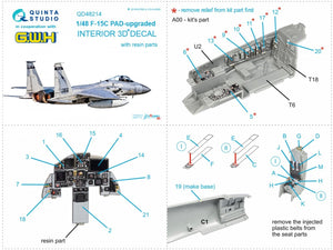 Quinta Studio QD48214 F-15C PAD-upgraded 3D-Printed &amp;amp; coloured Interior on decal paper with resin parts (GWH) 1/48 – imagen 8