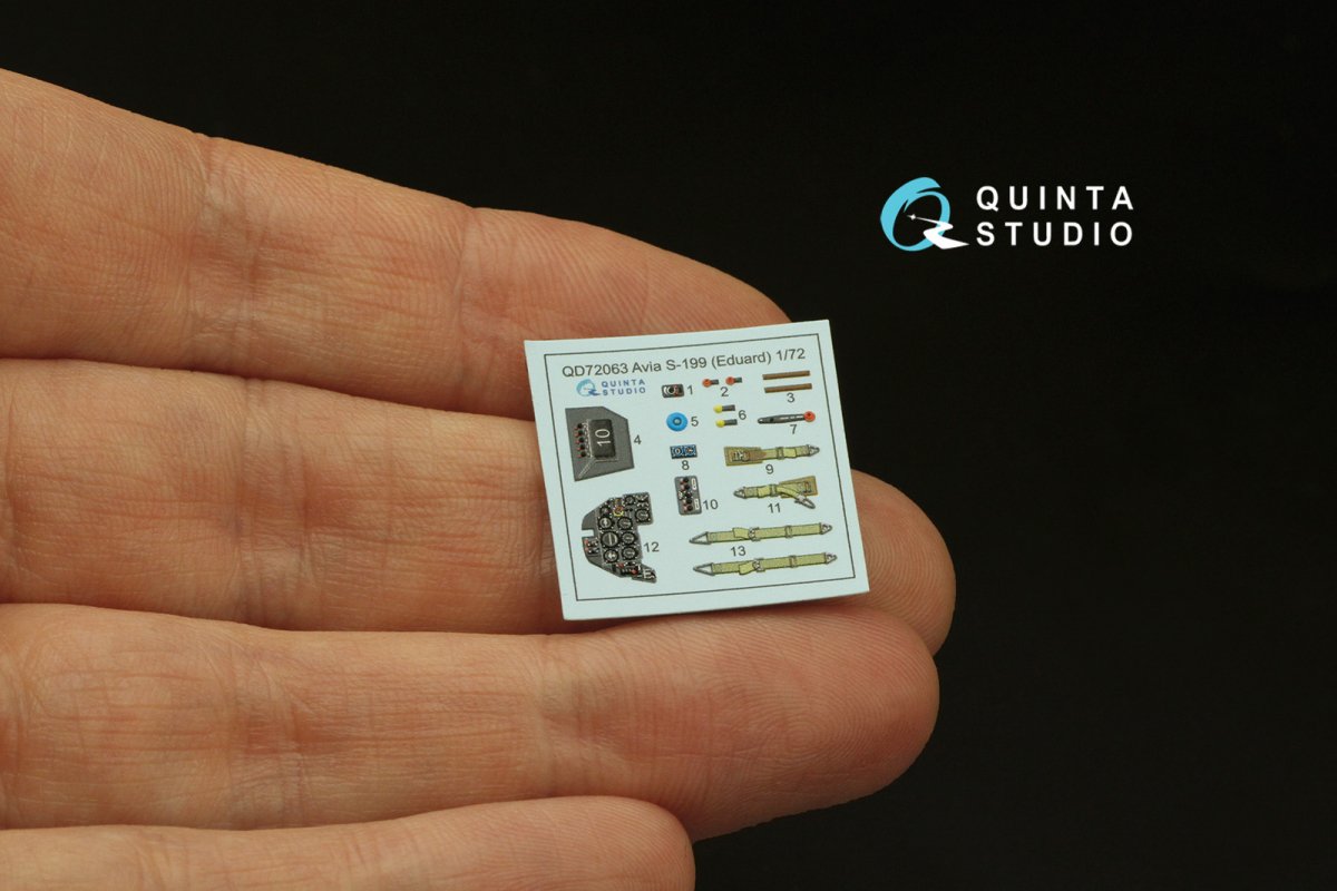 Quinta Studio QD72063 Avia S-199 3D-Printed &amp;amp; coloured Interior on decal paper (Eduard) 1/72 – immagine 4