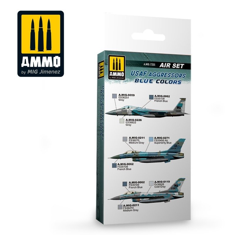 AMMO of Mig Jimenez 7235 USAF AGGRESSORS BLUE COLORS SET 6x17ml – imagen 2