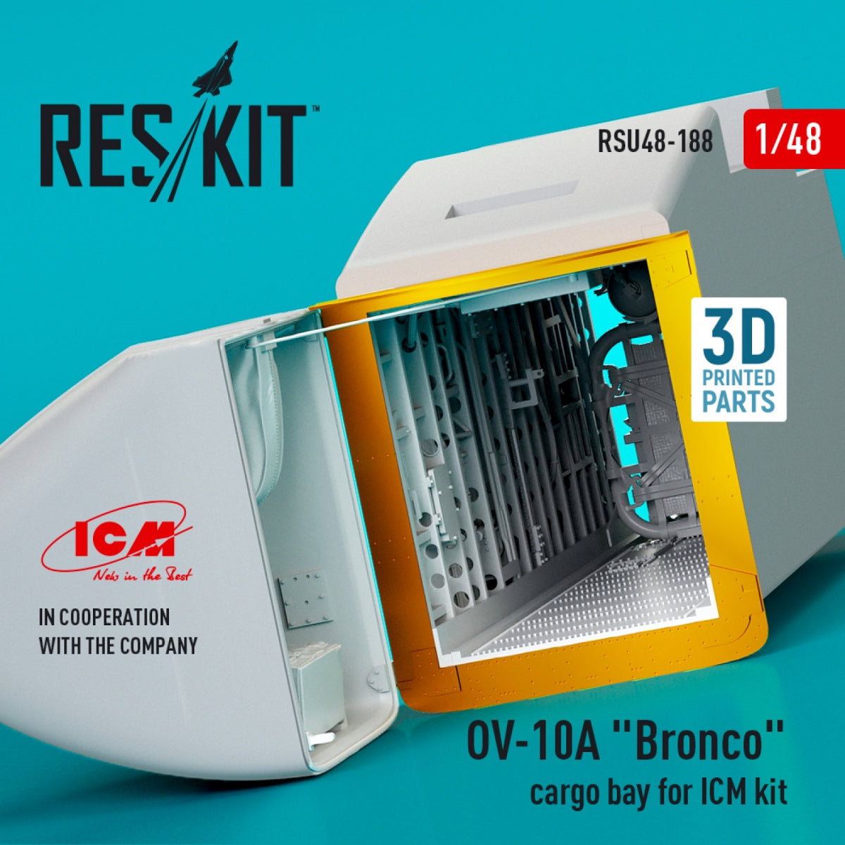 RESKIT RSU48-0188 OV-10A "Bronco" cargo bay for ICM kit (3D Printed) 1/48