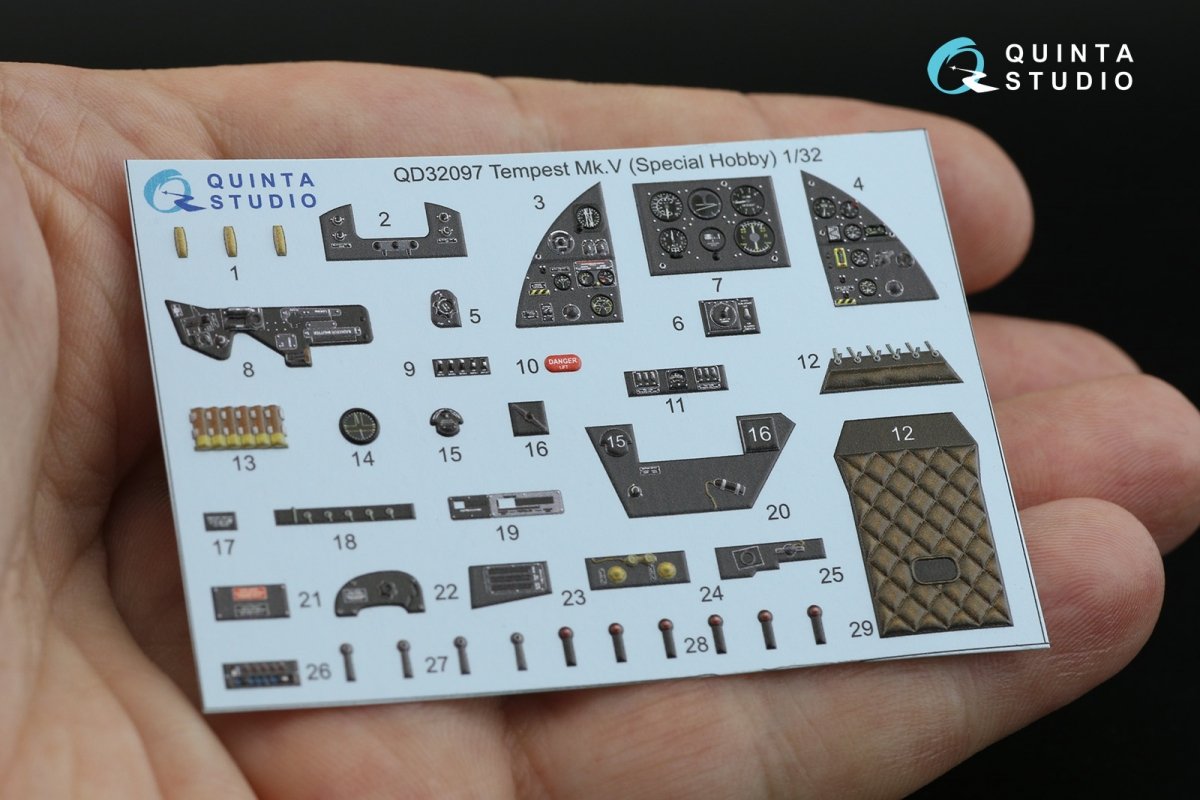 Quinta Studio QD32097 Tempest Mk.V 3D-Printed &amp;amp; coloured Interior on decal paper (Special Hobby/Revell) 1/32 – Bild 7