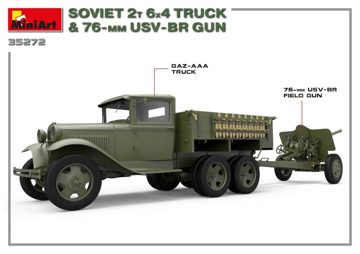 MiniArt 35272 SOVIET 2T 6X4 TRUCK &amp;amp; 76-mm USV-BR GUN 1/35 – imagen 3