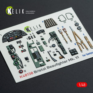 Kelik K48138 Bristol Beaufighter Mk.VI - interior 3D decals for Tamiya kit 1/48