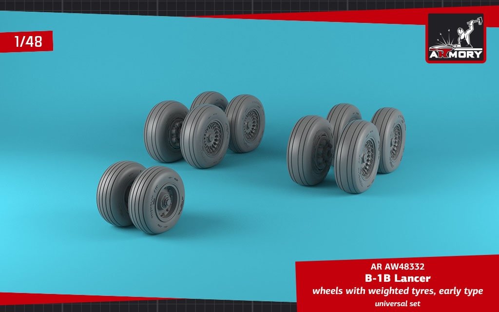 Armory Models AW48332 B-1B Lancer wheels w/ weighted tires, early 1/48 – imagen 3