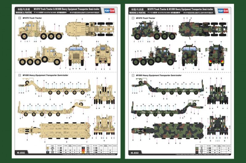 Hobby Boss 85502 M1070 Truck Tractor and M1000 HET Semi-trailer 1/35 – immagine 14